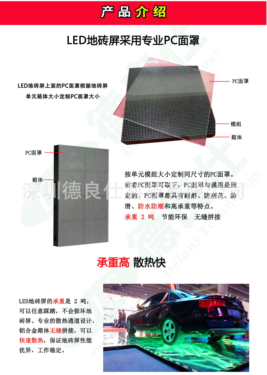 外貿(mào)美國地圖P3.91互動LED地磚墻面顯示屏 (圖2)